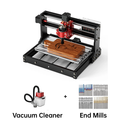 Twotrees TTC3018 Pro CNC Router Machine + Vacuum Cleaner + End Mills