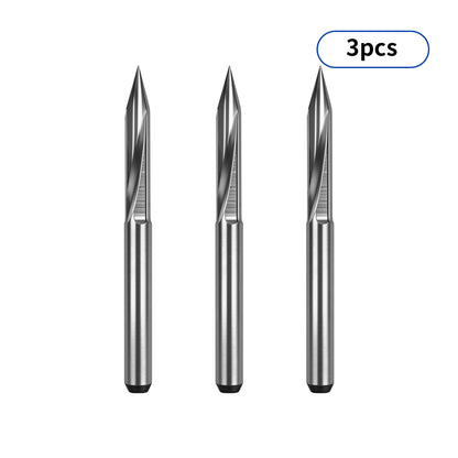 Twotrees Solid Carbide 2 Flute Straight Flat Bottom V-Bit Set 3PCS
